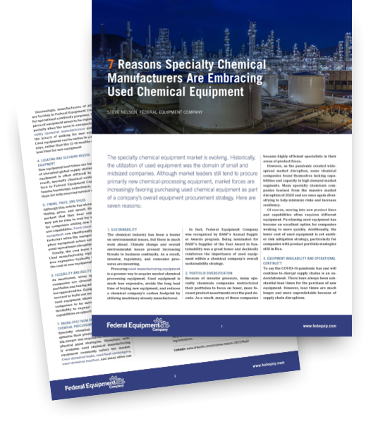 Specialty Chemical Manufacturers Are Embracing Used Chemical Equipment